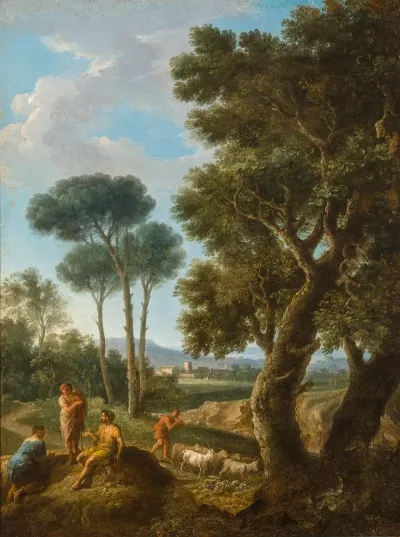 Goat Herders In An Italianate Landscape