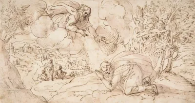 God The Father Appearing To A Kneeling Figure