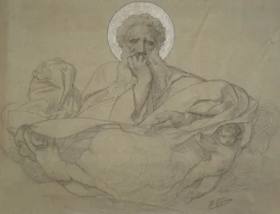 God The Father Supported By Angels Study For The Ceiling Panel Decorating The Railway Carriage Of Pope Pius Ix
