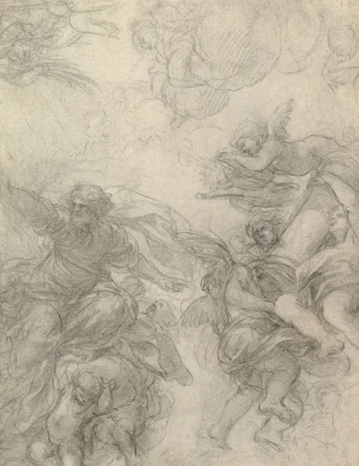God The Father With Angels Holding Symbols Of The Passion