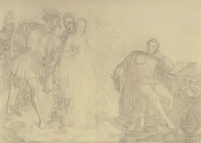 Goethe Am Schreibpult Die Figuren Seines Faust Imaginierend