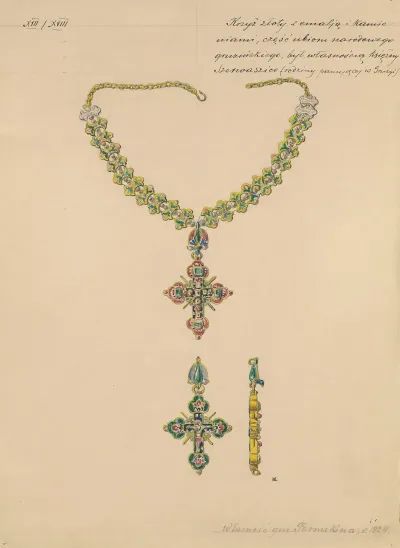 Gold Cross With Enamel And Gemstones From 17th18th Century Georgian National Costume From The Collection Of Gen Permikin In 1924