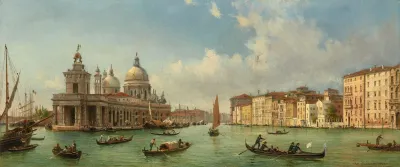 Gondolas And Boats On The Molo Looking West Towards Santa Maria Della Salute