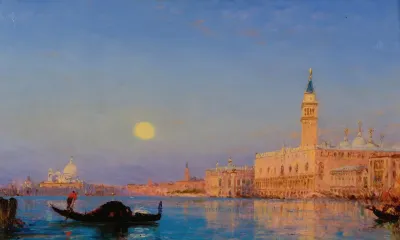 Gondole Devant Le Grand Bassin Venise