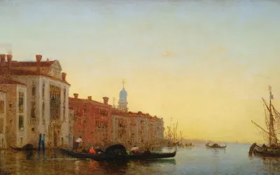 Gondole Traversant Lentree Du Grand Canal