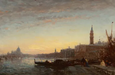 Gondoliers At Esclavons Quay Venice