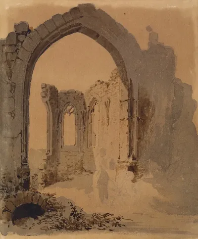 Gotische Kirchenruine Mit Zwei Frauen