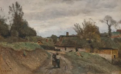 Gouvieux Paysan Et Paysanne Chemin Et Village De Chaumieres