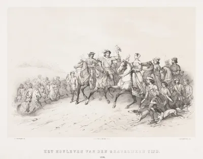 Graaf Floris V Met Zijn Edelen Op Valkenjacht 1296 Het Hofleven Van Den Grafelijken Tijd 1296