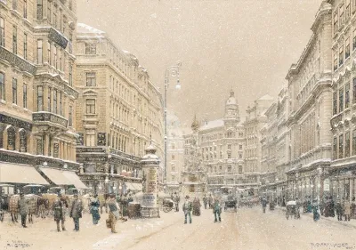 Graben In Vienna At Snow Flurry