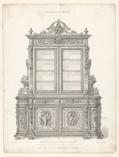 Grand Buffet Deux Corps A Coins Ronds Et Pilastres