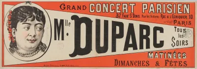 Grand Concert Parisien 37 Faubg St Denis Pour Les Voitures Rue De Lechiquier 10 Paris Mlle Duparc Tous Le