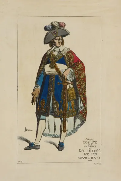 Grand Costume Des Membres Du Directoire Executif 1795 1799 Estampe Du Temps