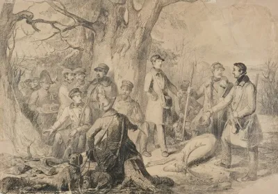 Grand Ducal Hunting Party With Shot Deer Preparatory Sketch
