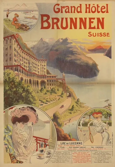 Grand Hotel Brunnen Suisse Lac De Lucerne Vue Splendide Coin Le Plus Celebre De Lhistoire Suisse