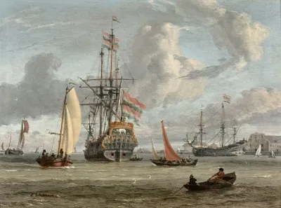 Grand Navire De La Couronne Du Danemark Pres Dun Littoral