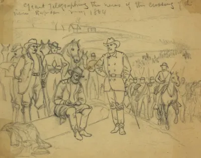 Grant Telegraphing The News Of The Crossing Of The River Rapidan May 1864