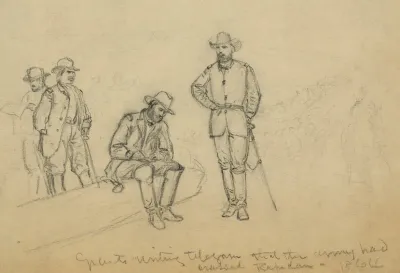 Grant Writing Telegram That The Army Had Crossed Rapidan 1864
