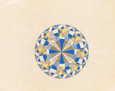 Graphic Design Drawings For Barricini Candy Packages Study Wheel Pattern Lid Design In Blue Yellow And Gold