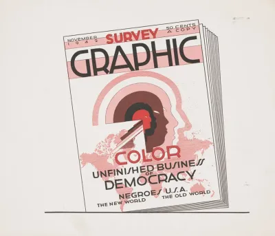 Graphic Design For Cover Of Survey Graphic Magazine Color Unfinished Business Of Democracy Design With Map Of Earth And Human Faces