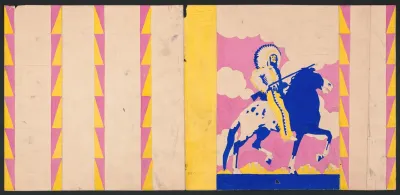 Graphic Design For Cover Of The Book The Sun Gods Children Drawing With American Indian On Horseback