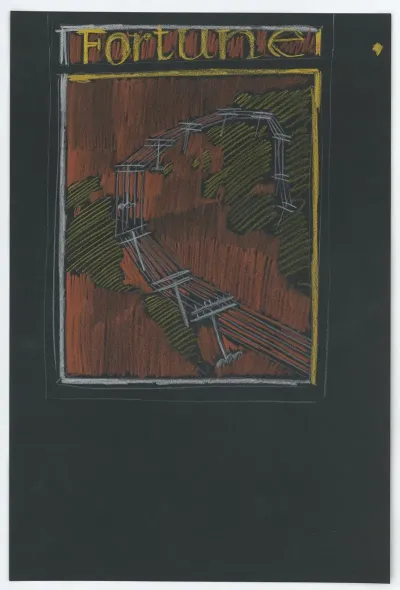 Graphic Designs For Fortune Magazine Studies For Cover Drawn On Black Paper
