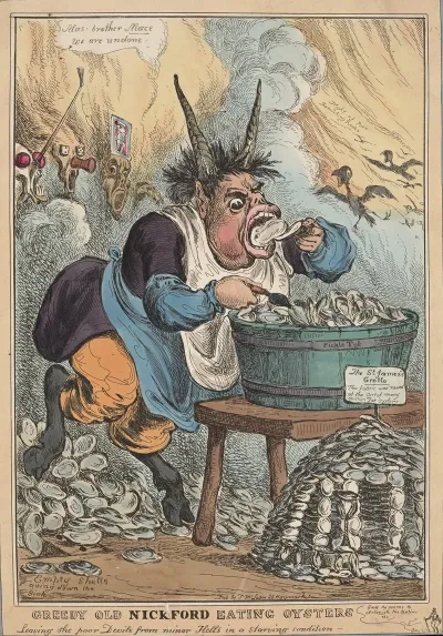 Greedy Old Nickford Eating Oysters Leaving The Poor Devils From Minor Hells In A Starving Condition