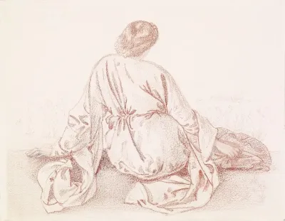 Green Summer Study Of Back Of Seated Girl