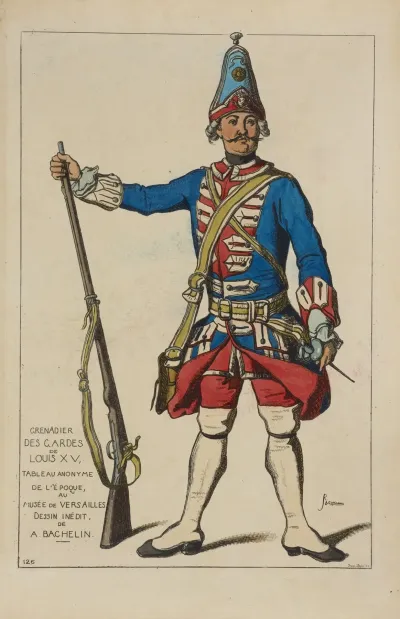 Grenadier Des Gardes De Louis Xv Tableau Anonyme De Lepoque Au Musee De Versailles