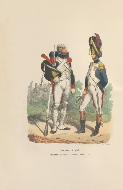 Grenadiers A Pied Officier Et Soldat Garde Imperiale