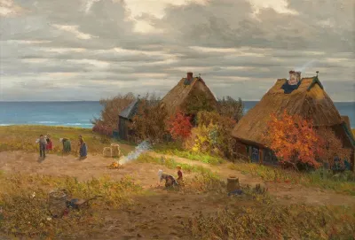 Grenzweg In Ahrenshoop Mit Bauerinnen Bei Der Kartoffelernte