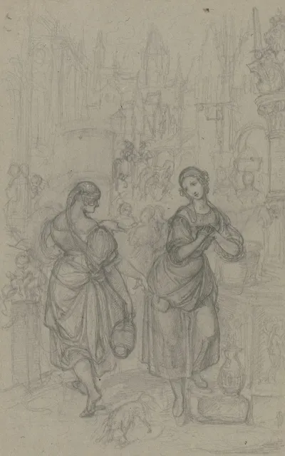 Gretchen Und Die Nachbarin Am Brunnen