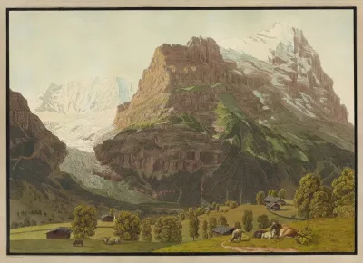 Grindelwald Unterer Gletscher Mit Eiger
