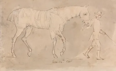 Groom Leading A Racehorse Wearing Hood And Sweaters June 24 1743