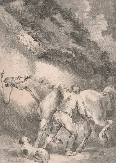 Groom Rubbing Down A Horse