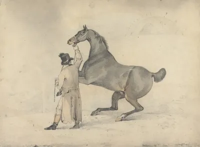 Groom With A Rearing Horse