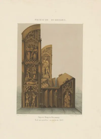 Groote Kerk Te Bolsward Bank Met Zijstukken Van Omstreeks 1460