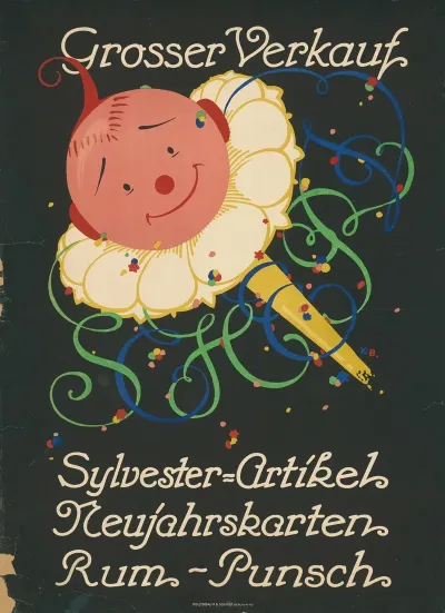 Groser Verkauf Sylvester Artikel Neujahrskarten Rum Punsch