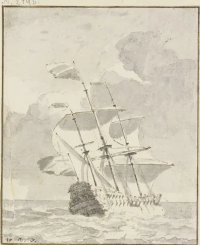 Groses Schiff Von Links Nach Rechts Segelnd