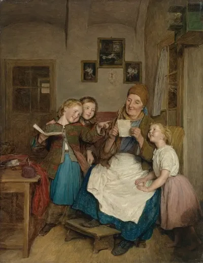 Grosmutter Mit Drei Enkelkindern