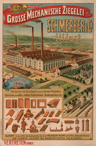 Grosse Mechanische Ziegelei Schmerber Co Illfurth Ober Elsass