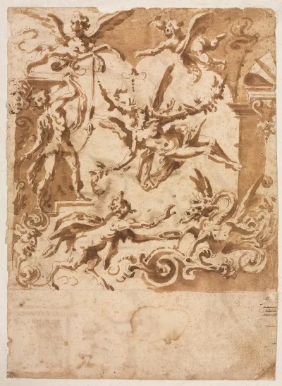 Grotesque With A Satyr Feeding A Dragon