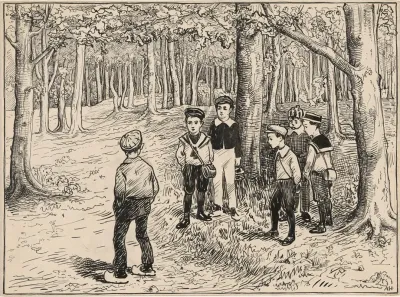 Group Of Boys In A Forest