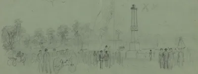 Group Of Civilians Near Monument