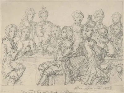 Group Of Figures At A Table