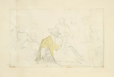 Group Of Figures With Man Viewed From The Back Reclining In Foreground