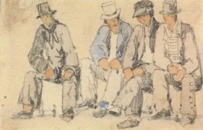 Group Of Four Seated Men