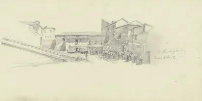 Group Of Houses With Donkeys