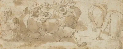 Group Of Laborers In A Field Recto Angel Appearing To A Kneeling Saint Verso