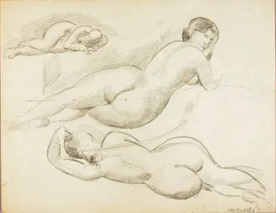 Group Of Three Reclining Female Nudes